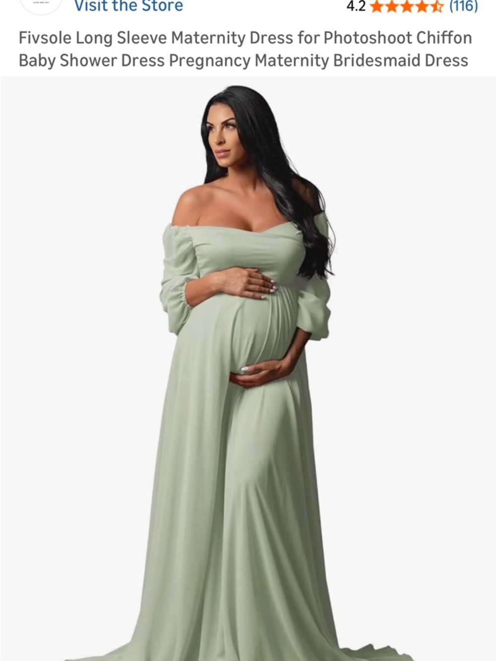 Sage Green Off-Shoulder Maternity Maxi Dress